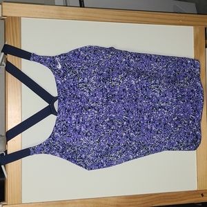 Nike Women's Plus Size Texture Stripe Layered Tankini Top in Blue 2X